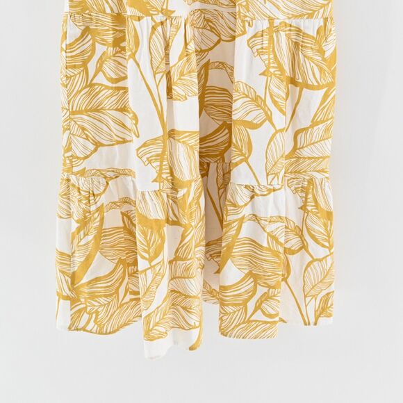 SUGAR LIPS Dress Size XS Yellow Tropical Print Poplin Cotton Ruffle Tiered Midi - Picture 4 of 12